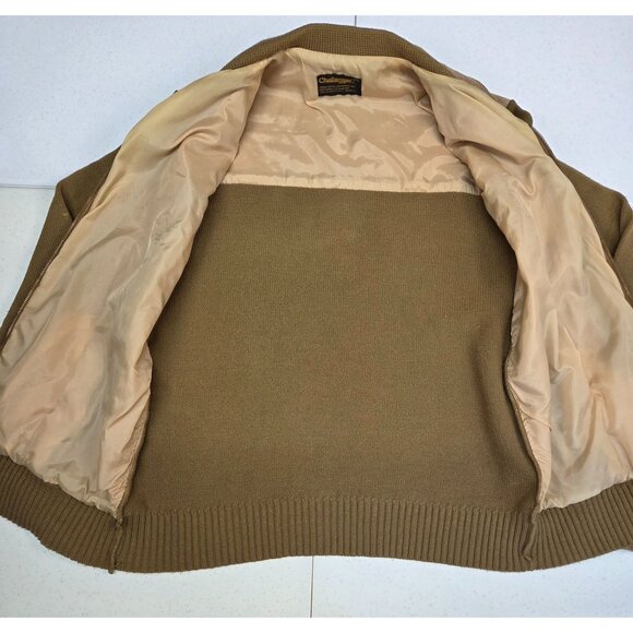 Vintage Challenger Cardigan Mens Large 38-40 Suede Knit Zip-Up Jacket 1970s-80s - Picture 7 of 14